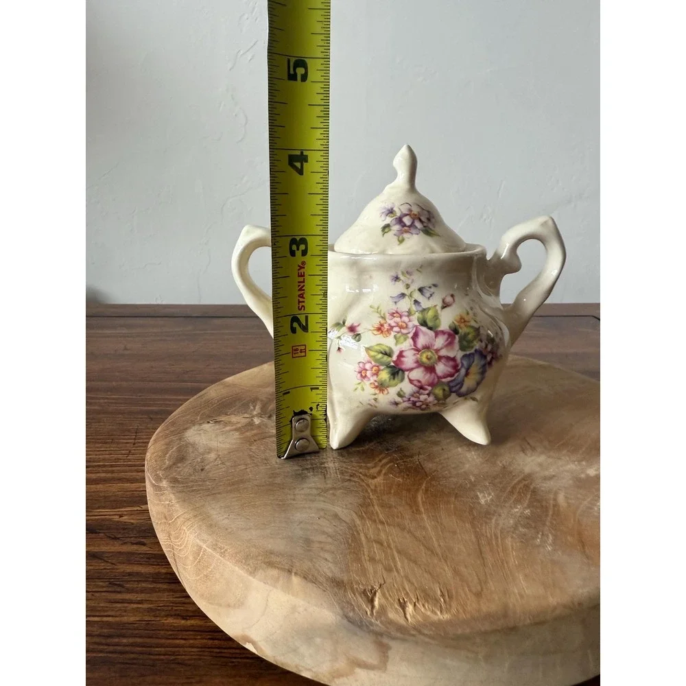Vintage Lily Creek Double Handled Sugar Bowl with Four Feet and Lid